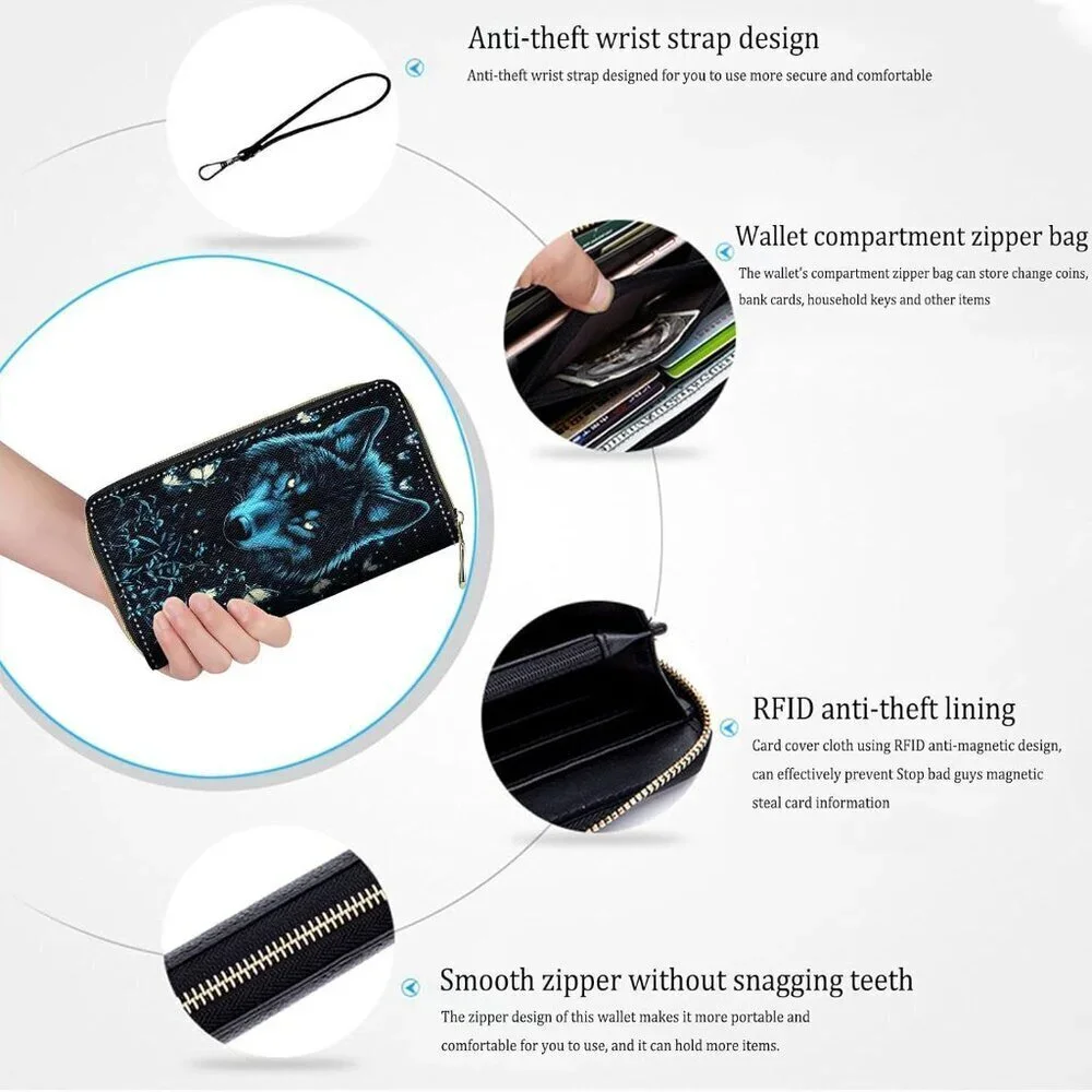 Women's Leather Wallet RFID Blocking Large Capacity Credit Card Holder Purse